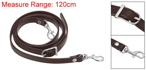 47 Inch Adjustable PU Leather Purse Strap with Silver Hardware Drak Brown