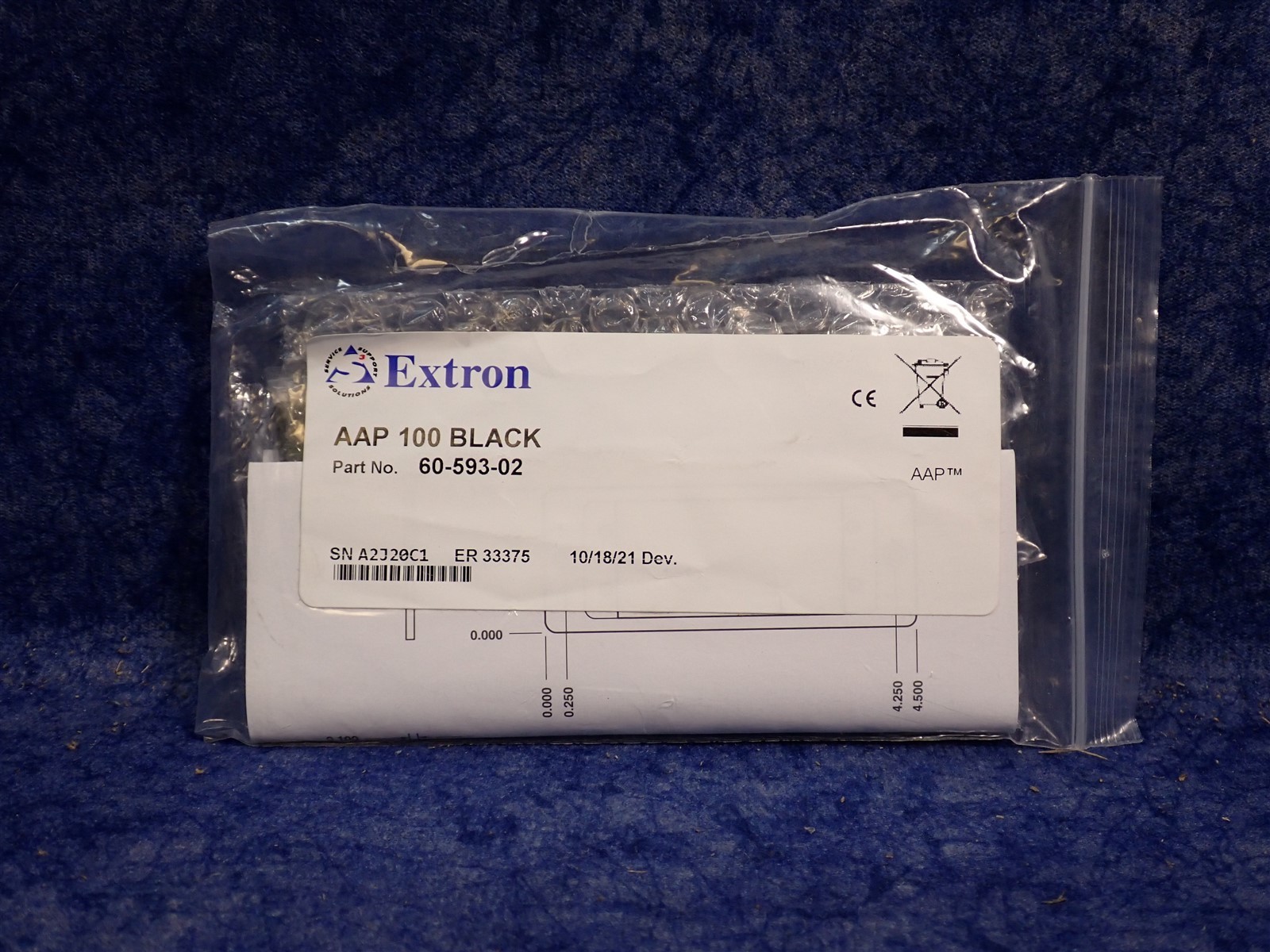 NEW Lot of 4 Extron 60-593-02 Low-Profile AV Connectivity Mount Frame BLK (EC8)