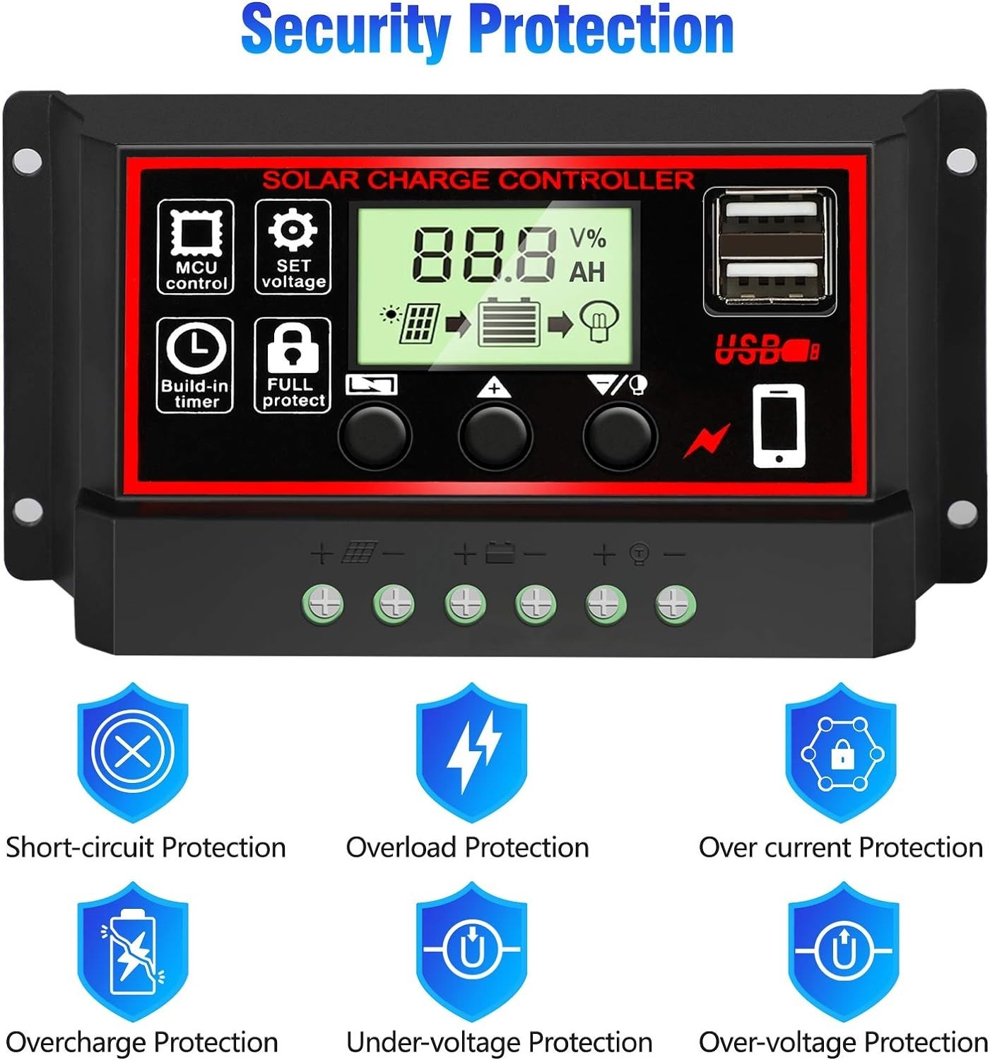 30A Solar Charge Controller with LCD – Efficient & Safe for Lead-Acid Batteries