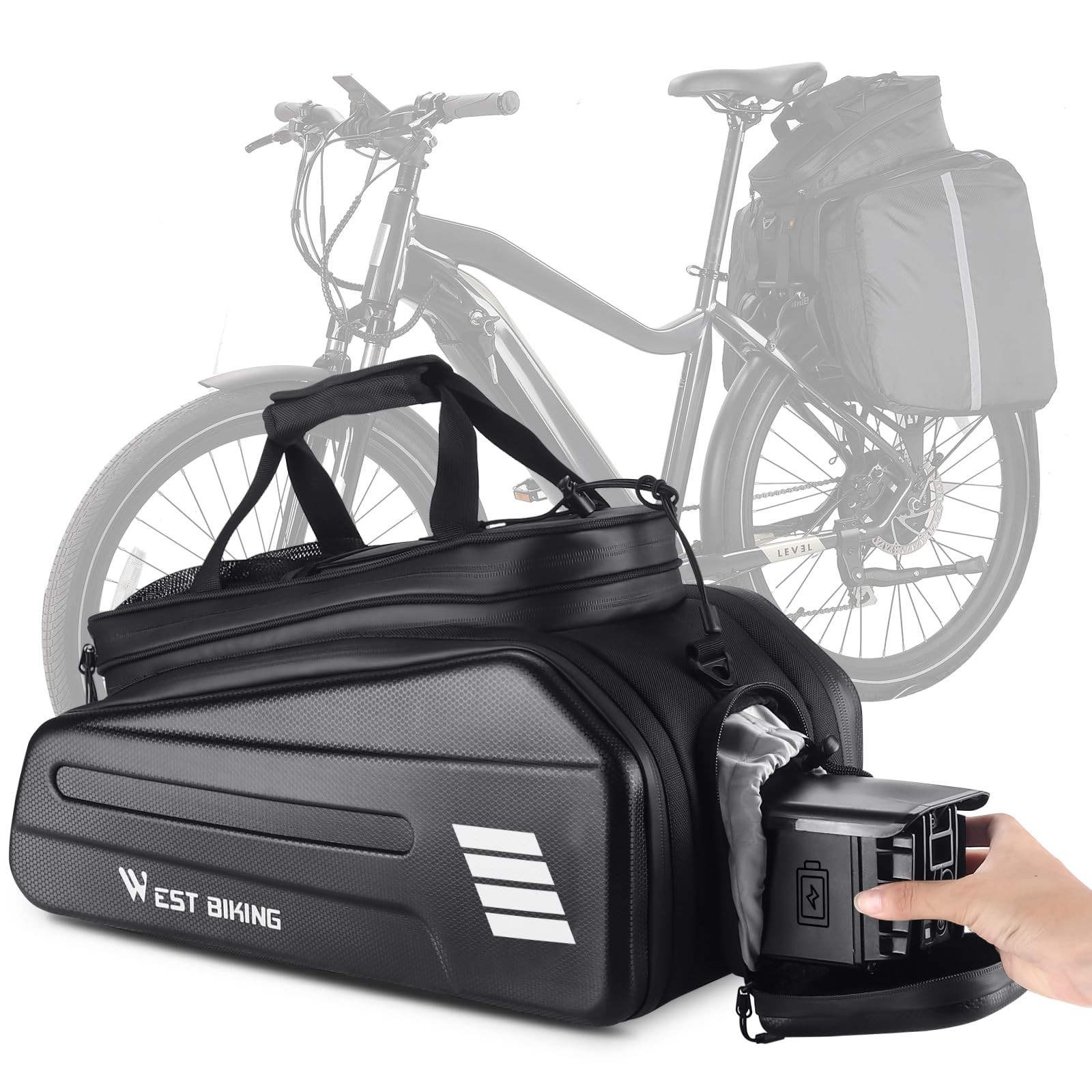 CHIMONA Ebike Battery Bag - Hard Shell E Bike Rack Bag, 30L L, BLACK1