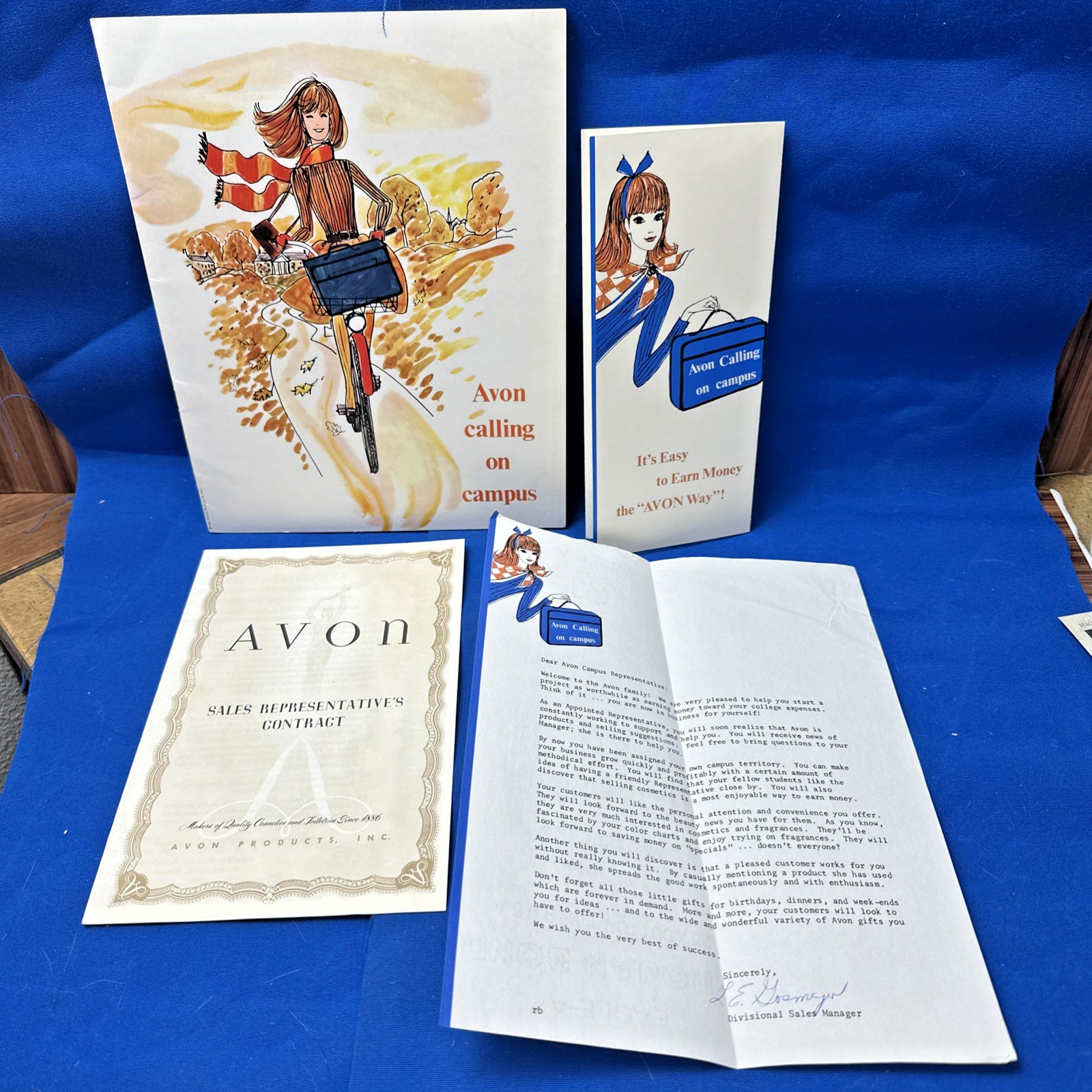 RARE 1960's AVON Calling On Campus Sales Packet, Sales Contract and Inserts