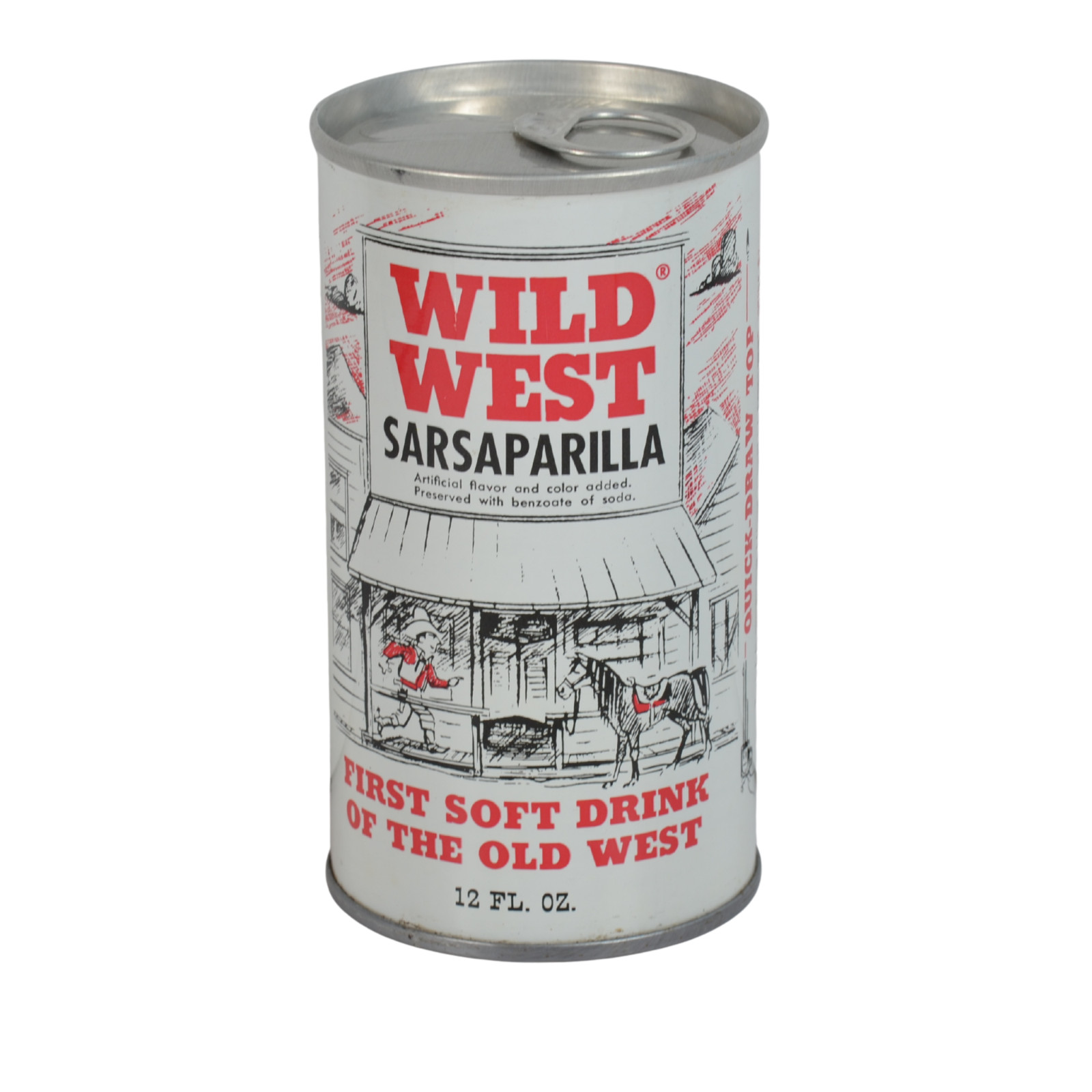 Wild West Sarsaparilla Vintage Soda Can Wide Seam Straight Steel 4-17