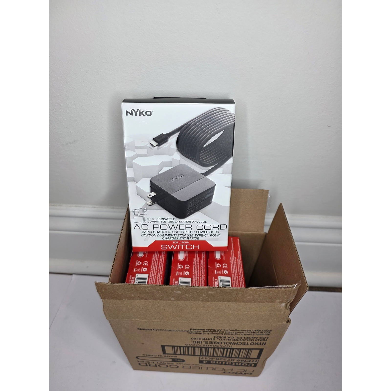 4X Lot of Nyko AC Power Cord Nintendo Switch Rapid Charging USB-C Wall Charger