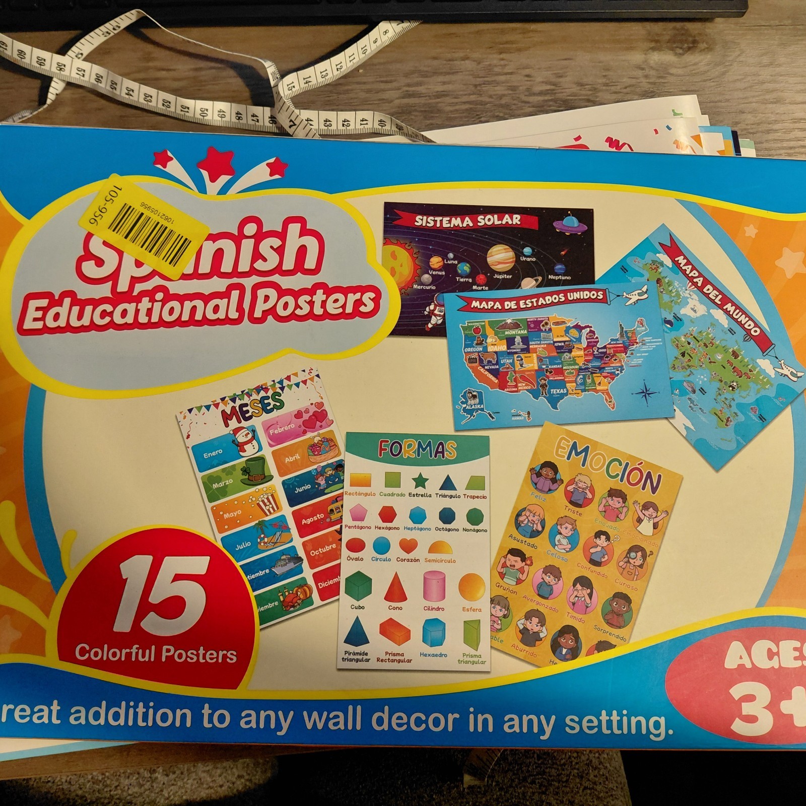 15 Packs Spanish Educational Posters 17×11   Colorful Bright  Pictures Glossy