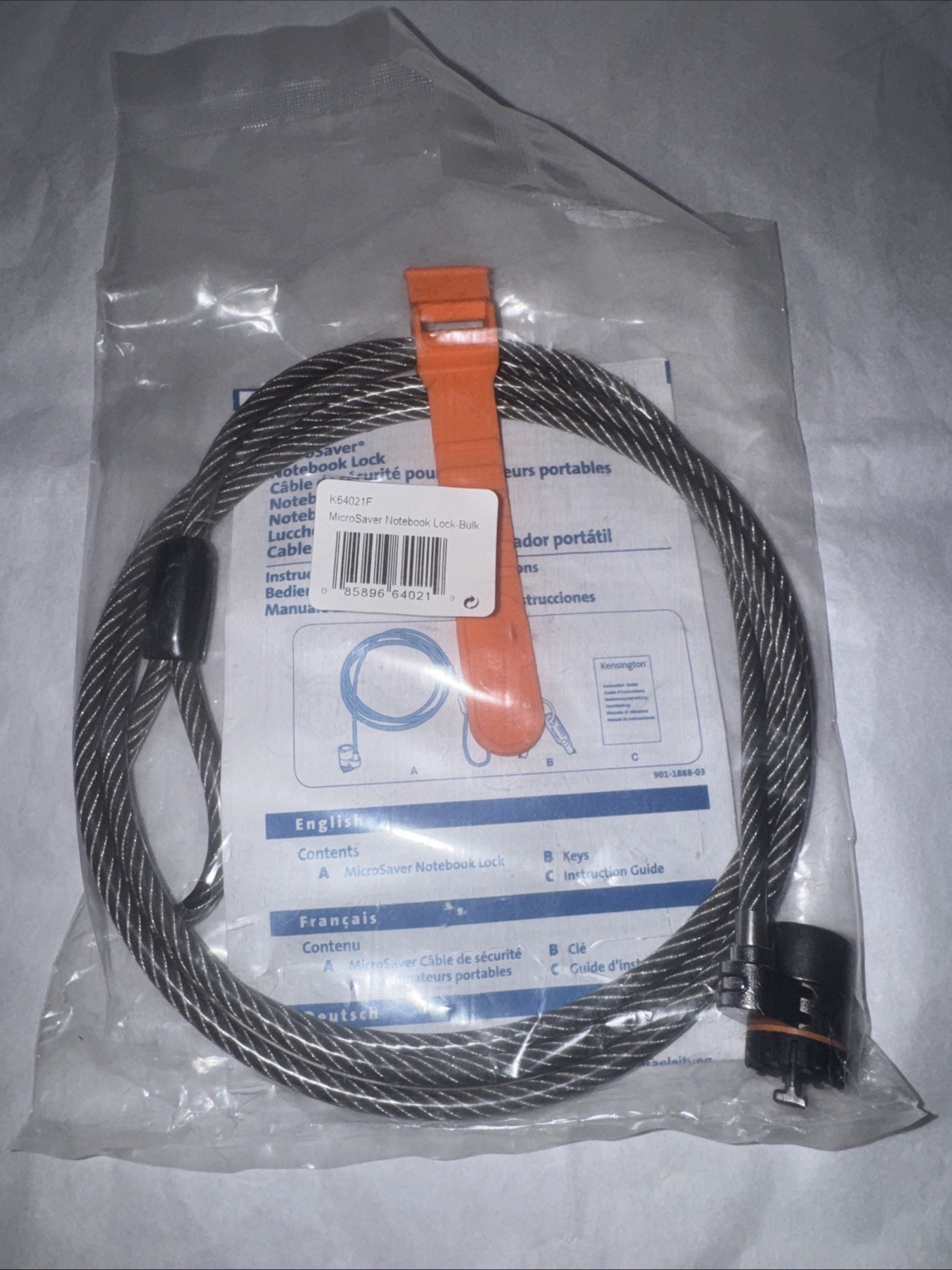 NEW Kensington MicroSaver Notebook Lock and Security Cable Model K64021F