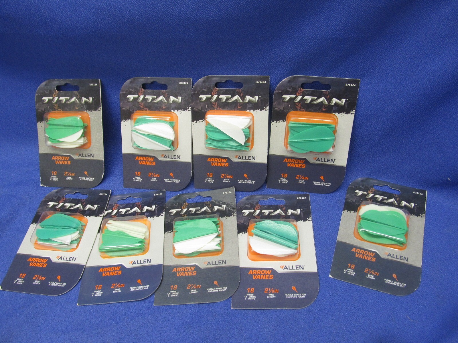 162 New Allen Titan Arrow Vanes 2 1/8 Pliable White Green