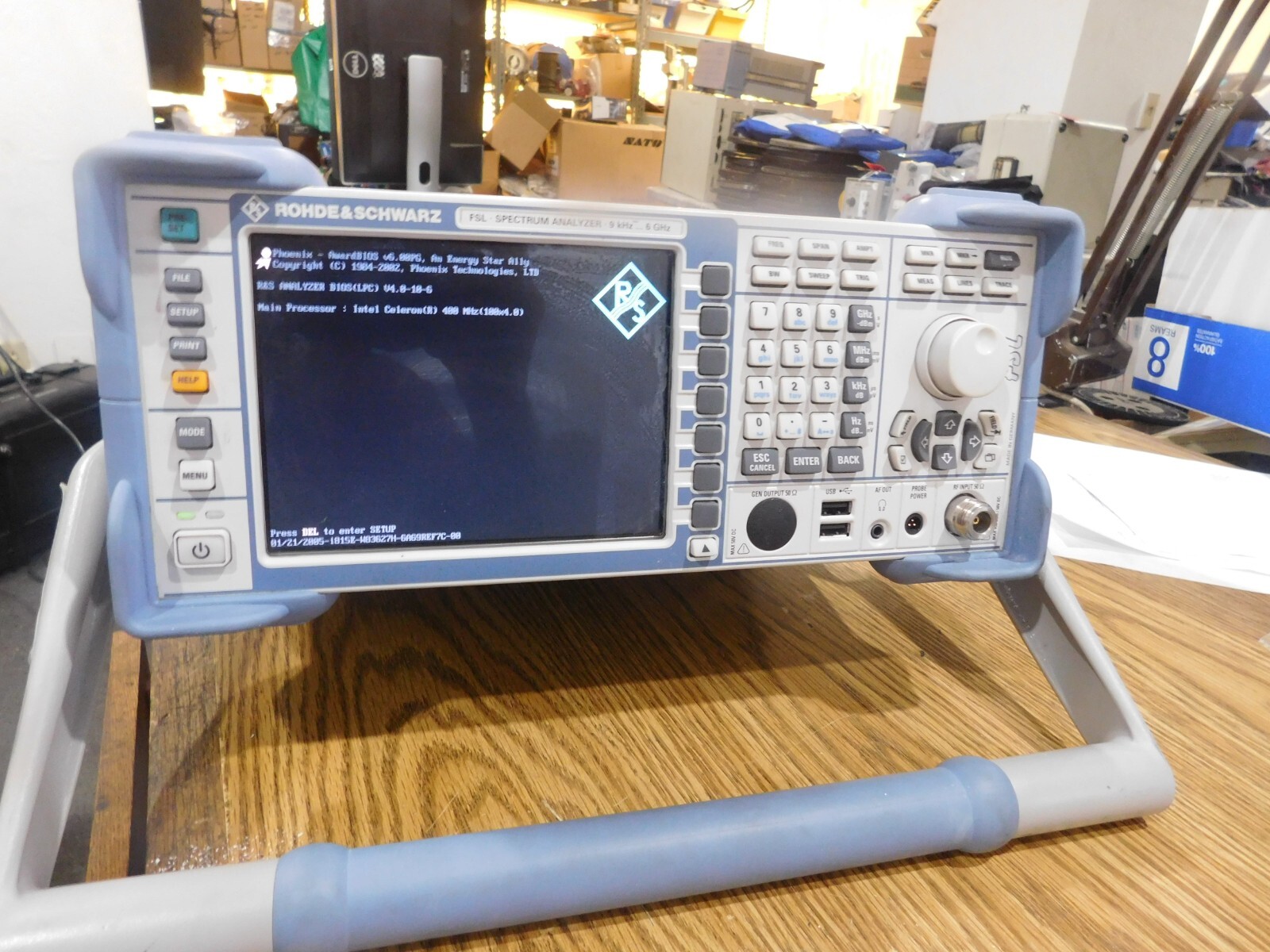 Rohde & Schwartz: FSL6 Spectrum Analyzer.  Powered, but for Parts.  #100240