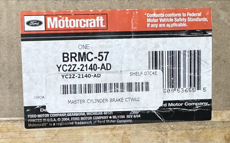 NEW BRMC-57 YC2Z-2140-AD Ford Motorcraft Brake Master Cylinder - Ships FREE
