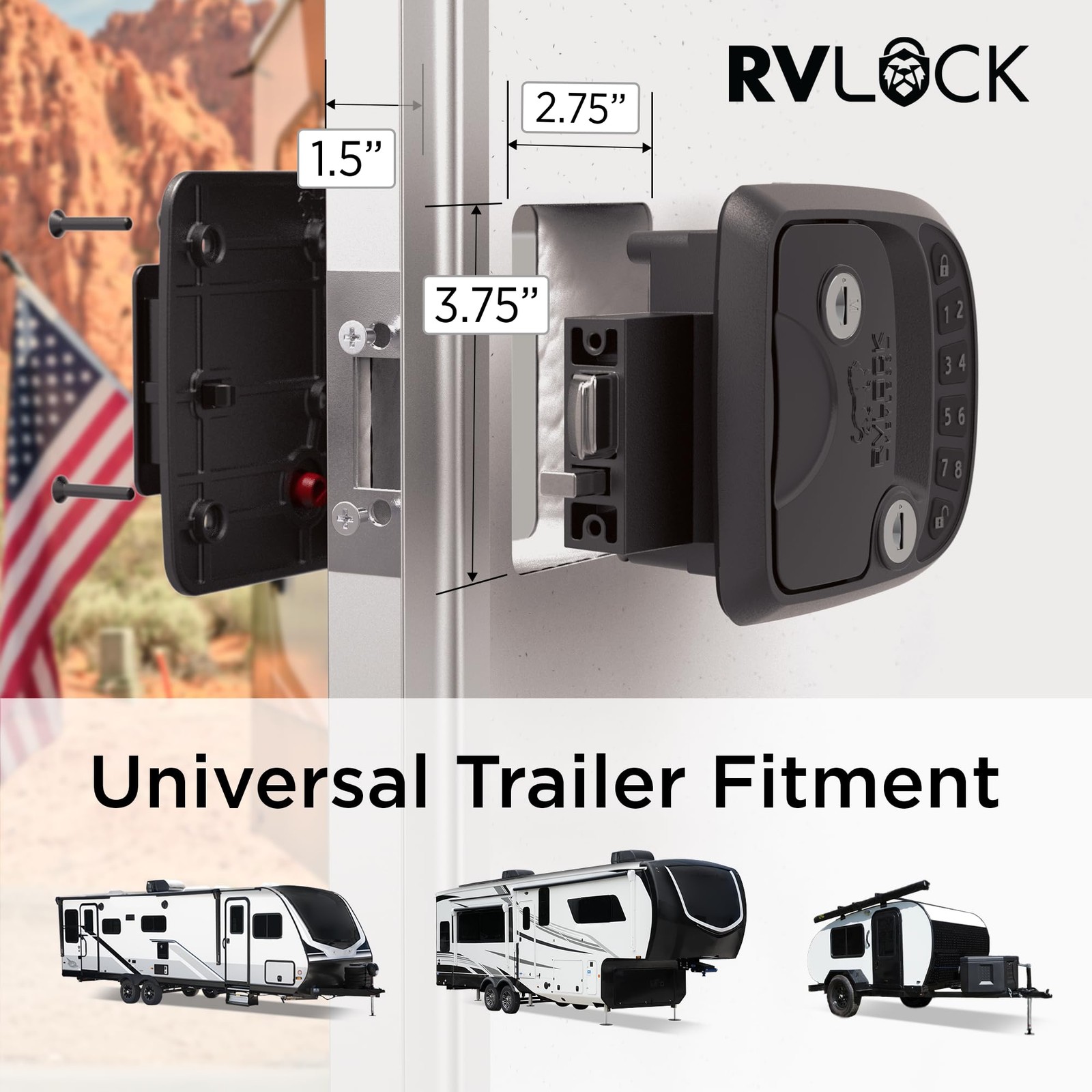 RVLOCK Compact RV Lock Keyless Entry with Remote, Secure Camper Latch