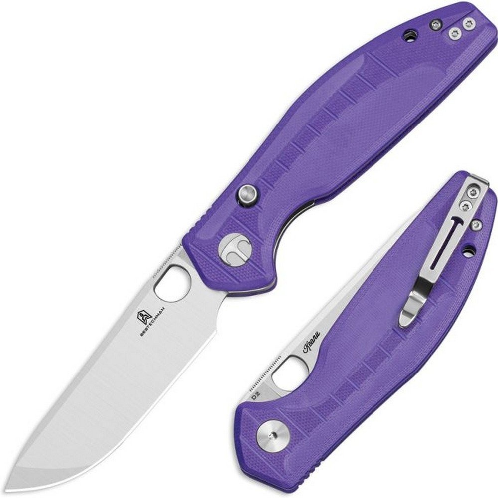 Bestech Knives Bestechman Angry Folding Steel Blade Purple G10 Handle - BMK12E-1