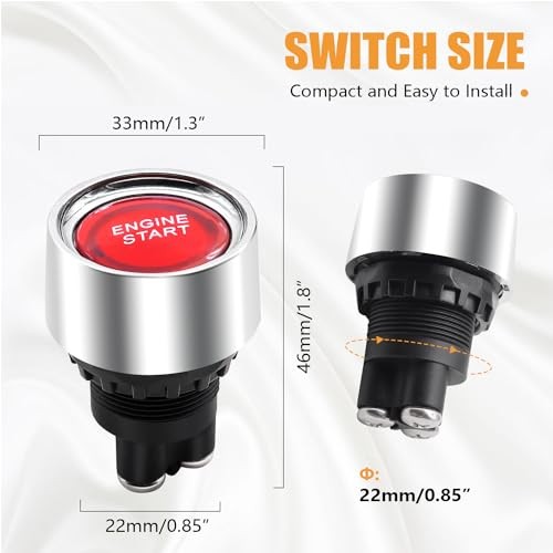Push Start Ignition Switch 12V DC,Start Engine Button Stater (ON) Red