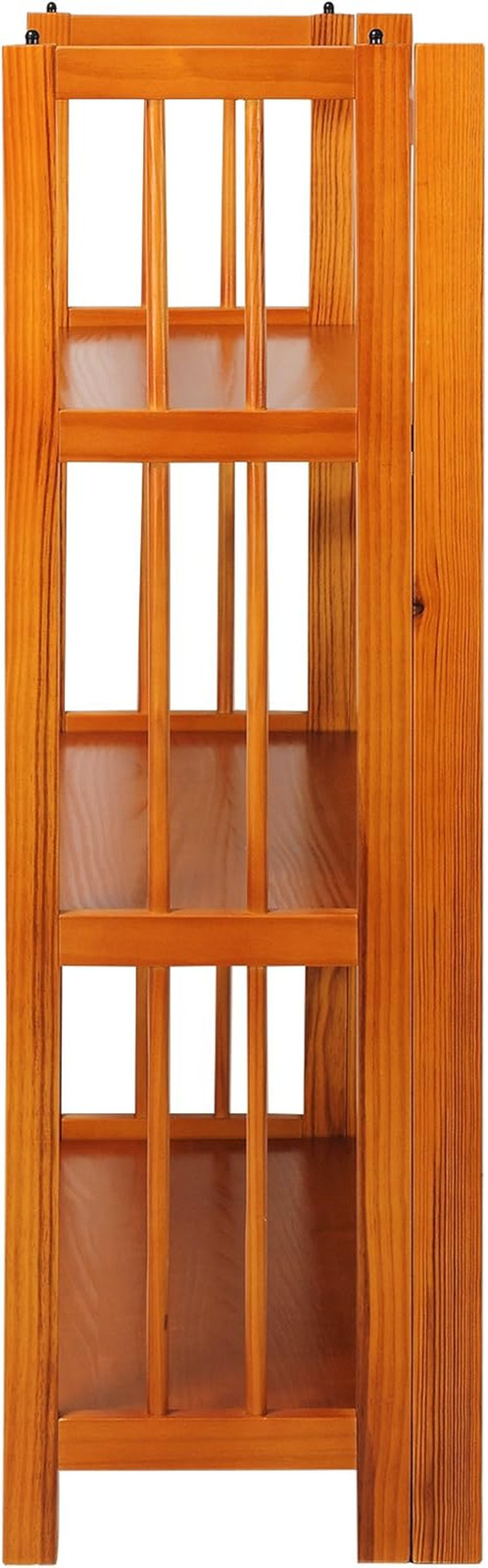 3-Shelf Folding Stackable Bookcase (27.5" Wide)-Honey Oak