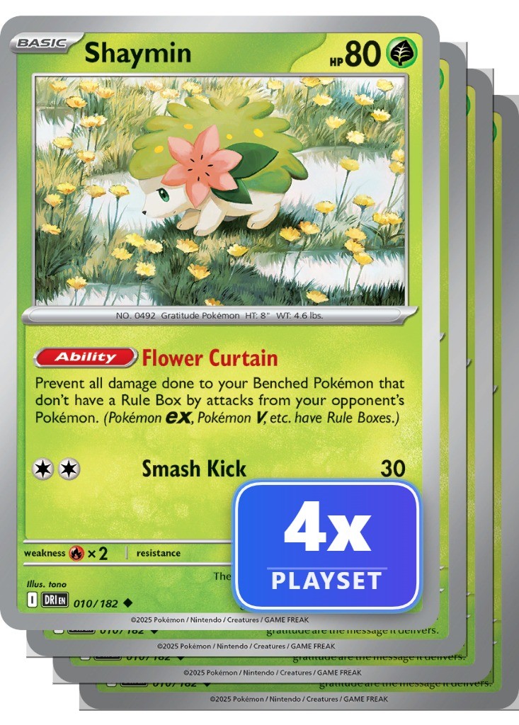 Playset of 4 Shaymin 010/182 Uncommon Destined Rivals Pokemon NM