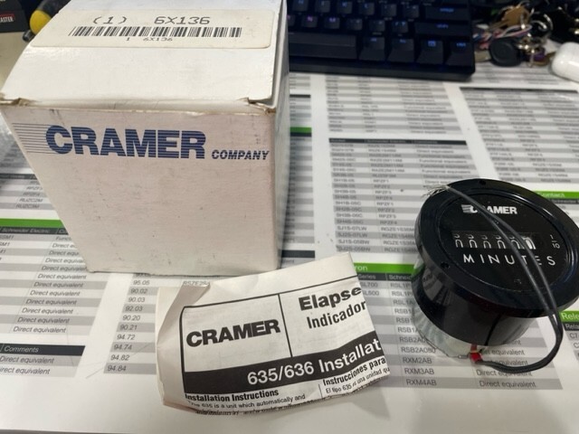 Cramer Minutes Elapsed Time Counter 6X136 115V 60Hz 2.7W New