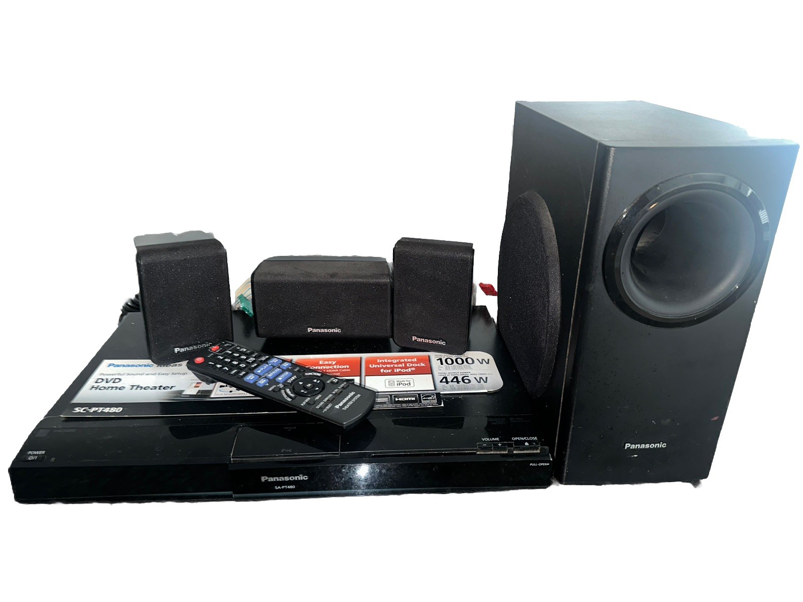 Panasonic SC-PT480 HDMI DVD/CD Player 5.1ch Home Theater System w/Remote Speaker