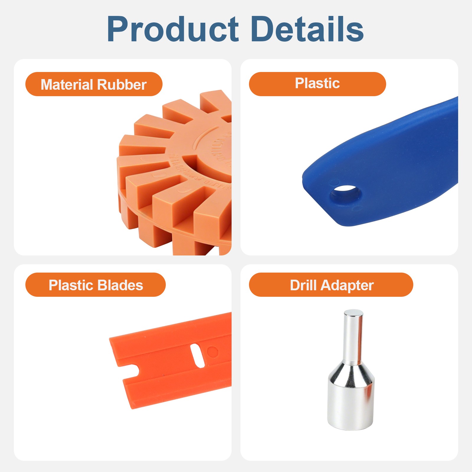 4" Rubber Eraser Wheel Decal Remover Drill Scraper Blade Remove Adhesive Sticker