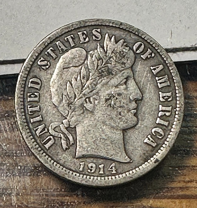 19`14-D Barber Dime Nice Original XF CHRC