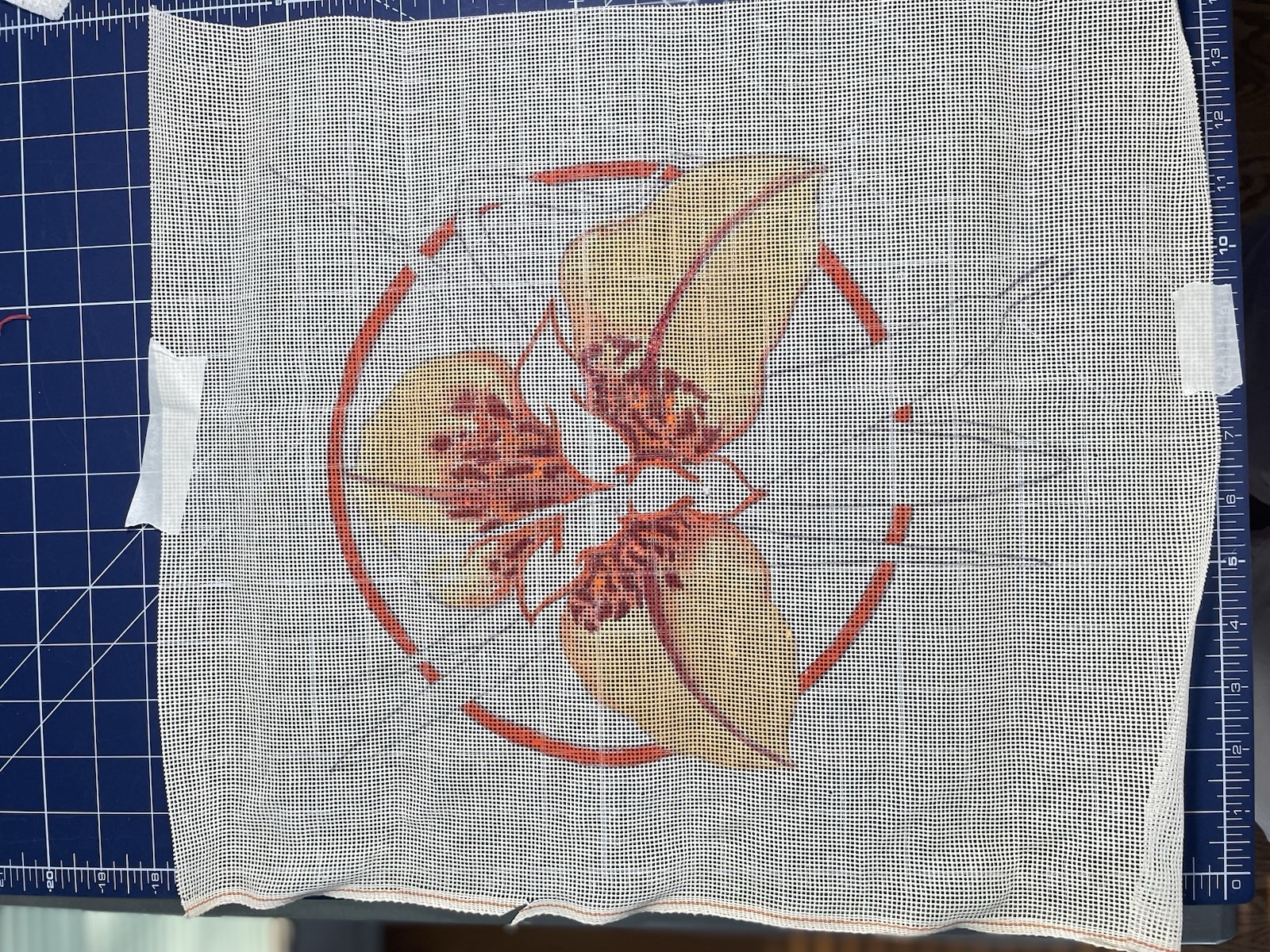Needlepoint Canvas FLOWERS & LEAVES Hand-Painted