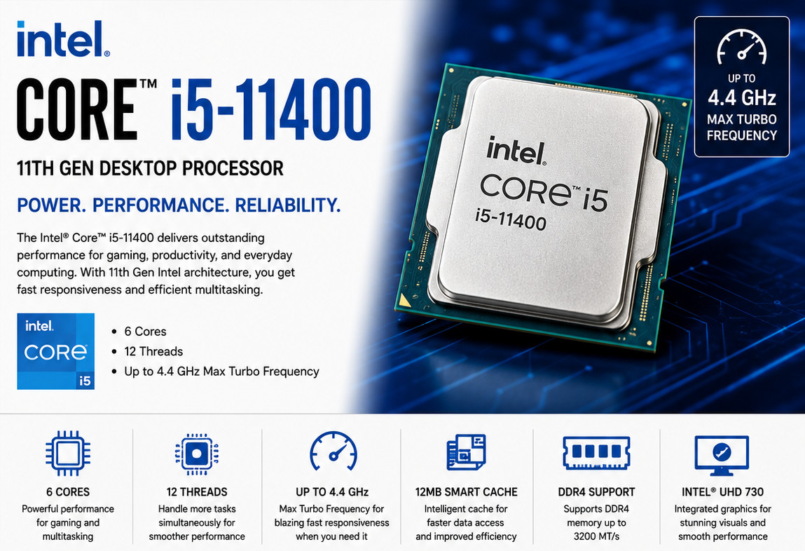 NEW Intel Core i5-11400 6-Core up to 4GHz LGA1200 Desktop CPU Processor i5 11400
