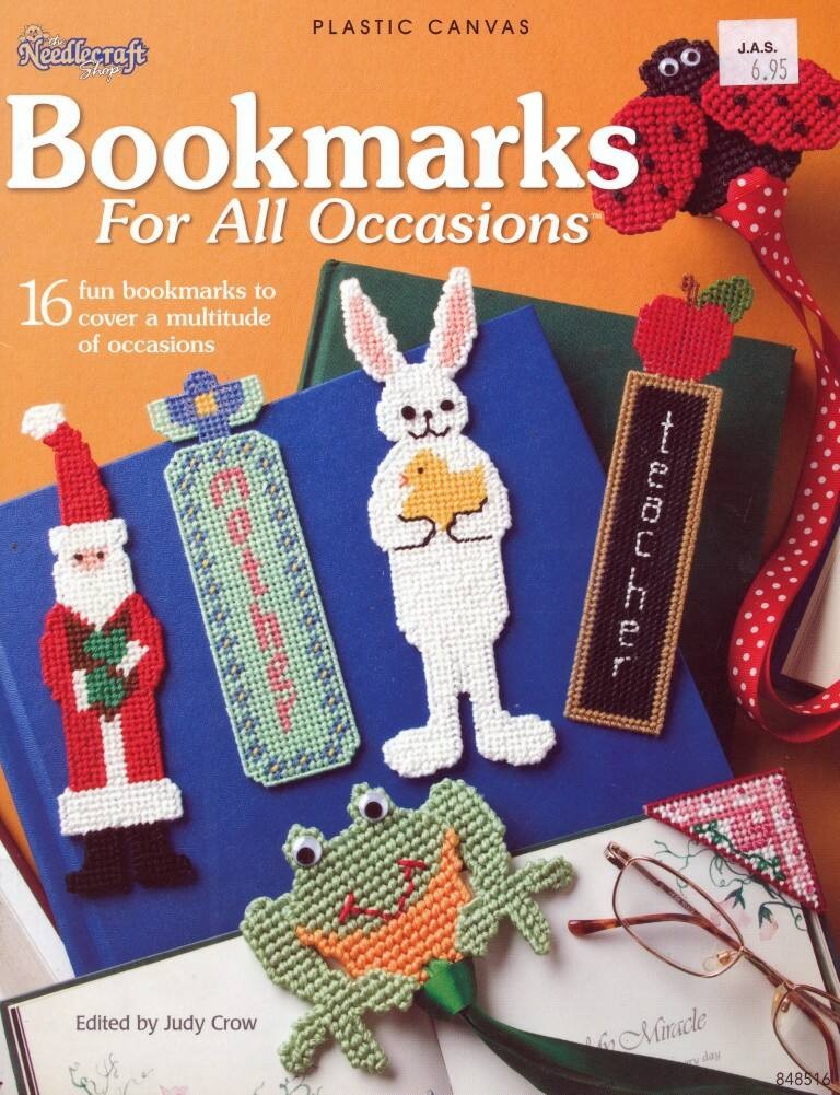 THE NEEDLECRAFT SHOP PLASTIC CANVAS BOOKMARKS FOR ALL OCCASIONS 16 DESIGNS