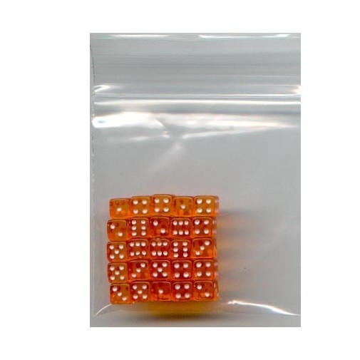 NEW Dice Set of 25 D6 (5mm) - Translucent Orange