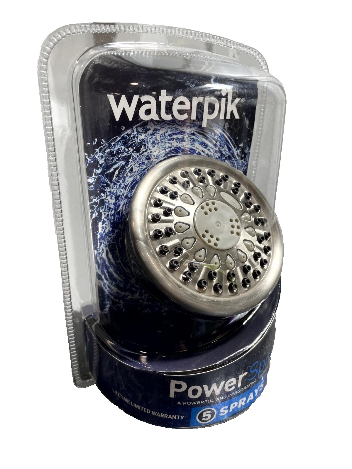 Waterpik 5-Spray 3.8 in. Single Wall Mount Fixed Shower Head in Brushed Nickel
