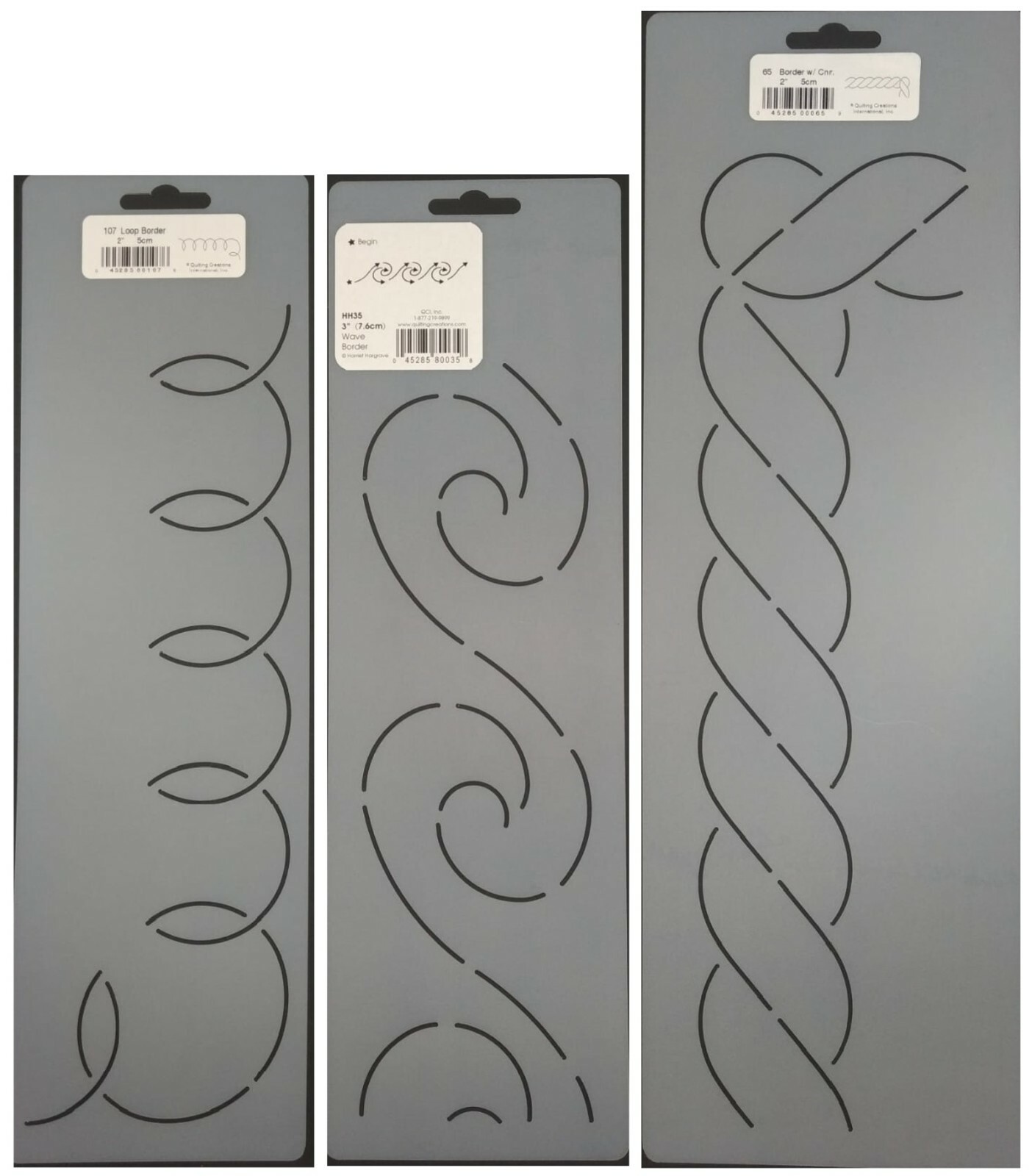 3 Quilting Stencils Loop Wave Rope Border With Corner Quilt Patterns Templates