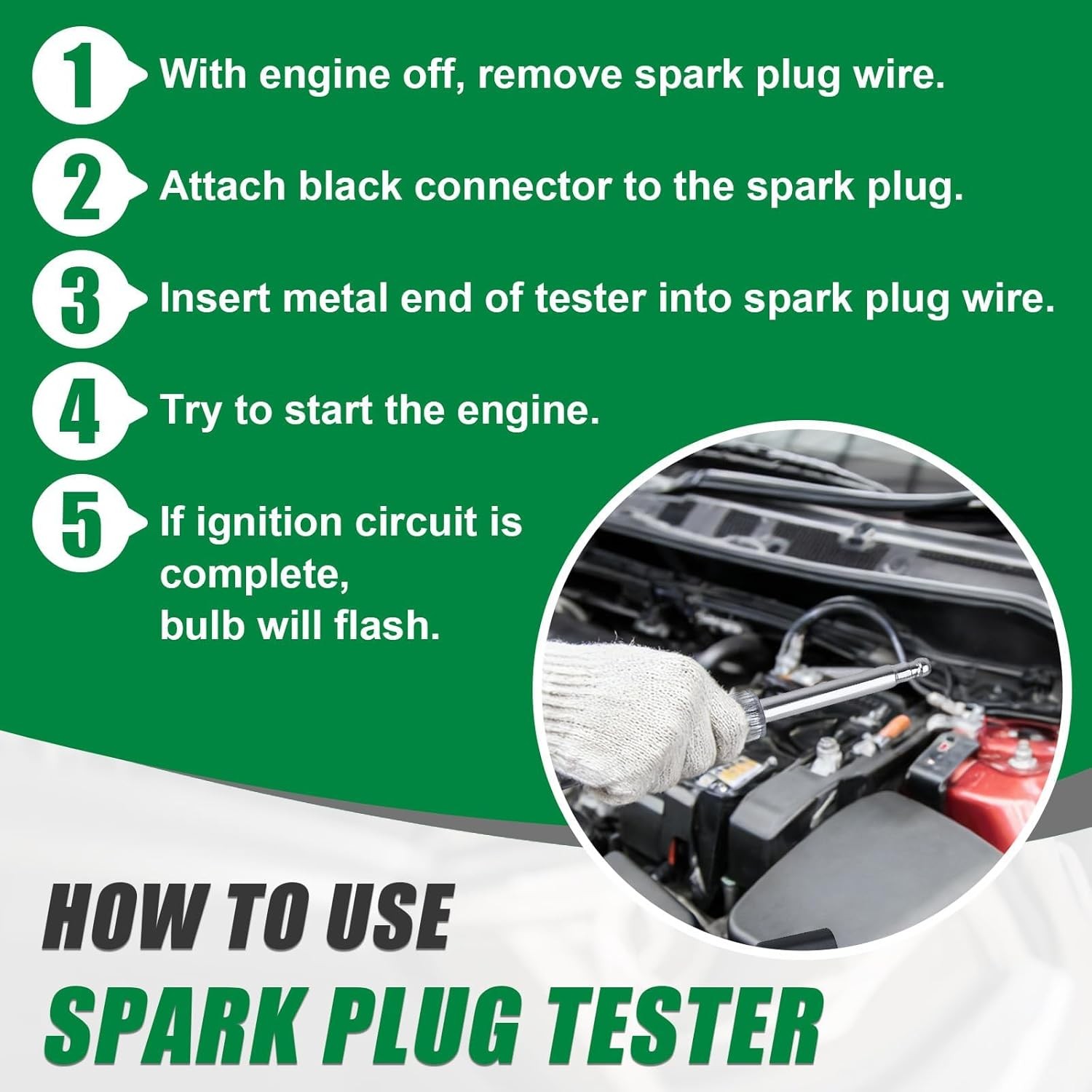 2PCS Spark Plug Tester Inline Spark Tester Ignition Coil Tester Tool Engine