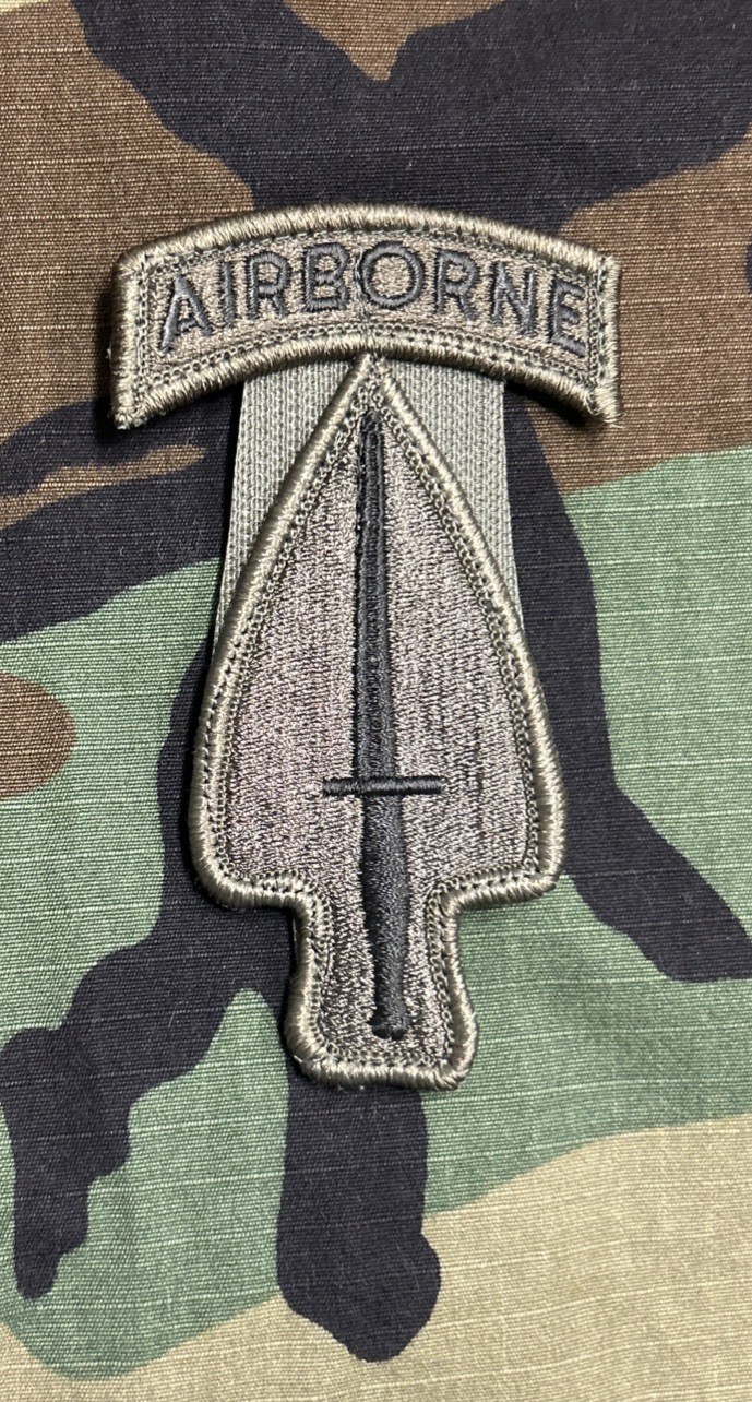 US Army USASOC Patch BDU w/ Hook Special Operations Command OD Green