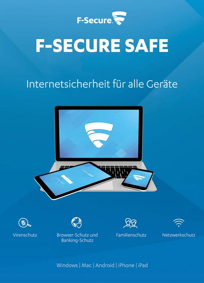 F-Secure SAFE 2024 1 Gerät 1Jahr | Internet Security für alle Geräte | DE-Lizenz