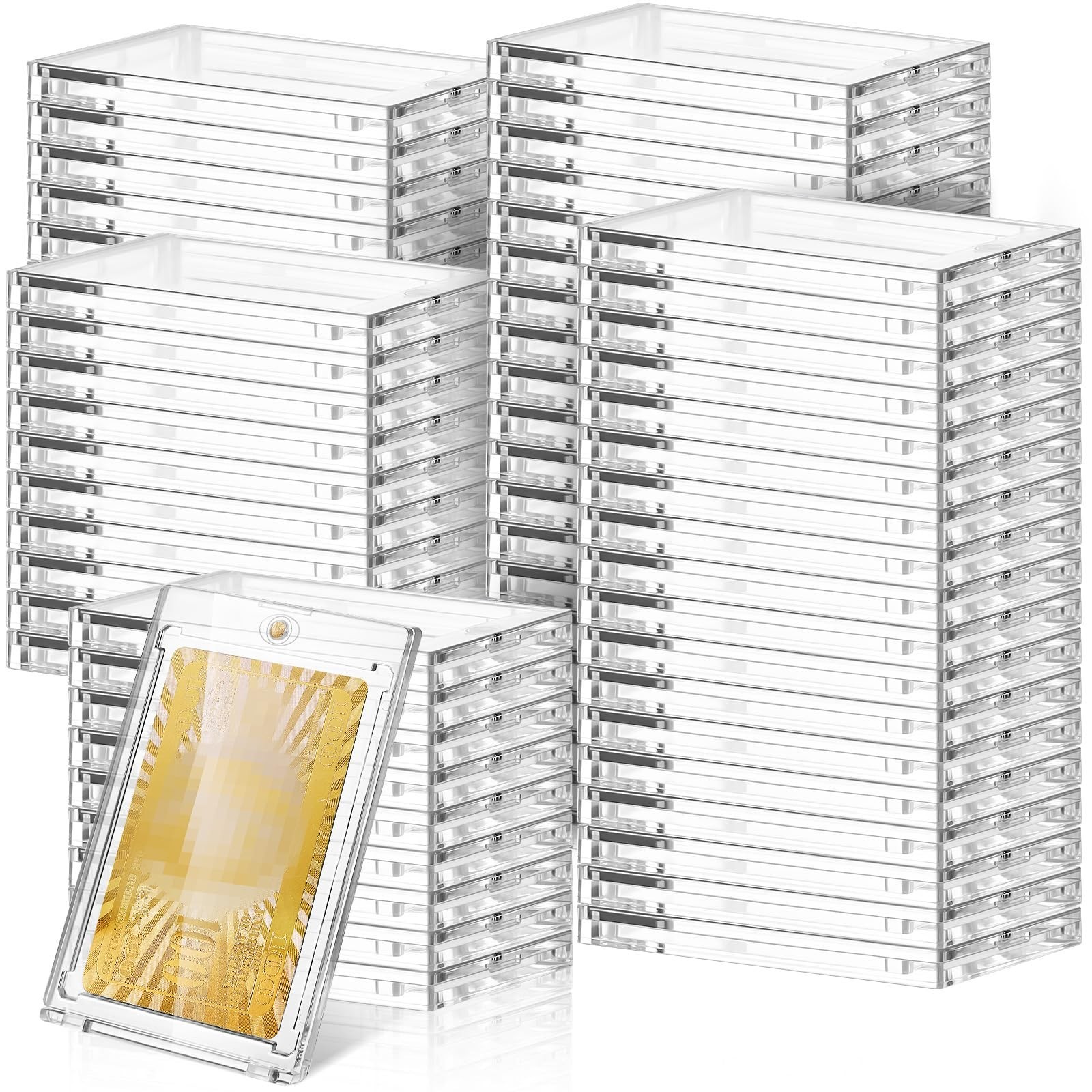SATINIOR 100 Pcs 100 Pt Magnetic Card Holder, Holder Case Clear Protectors