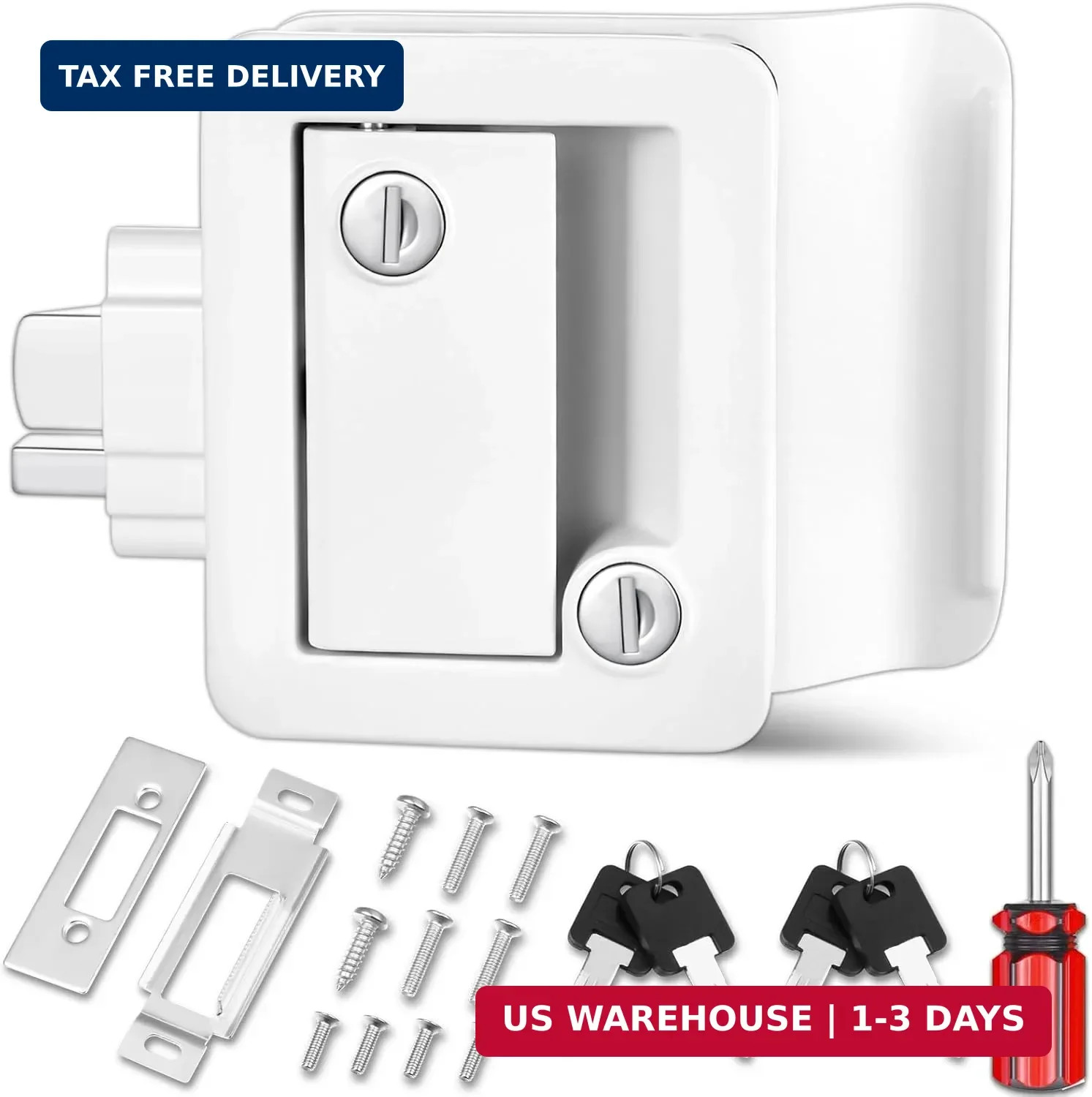 RV Entry Door Lock, 100% Metal Camper Lock, Travel Trailer Door Latch, RV Lock R