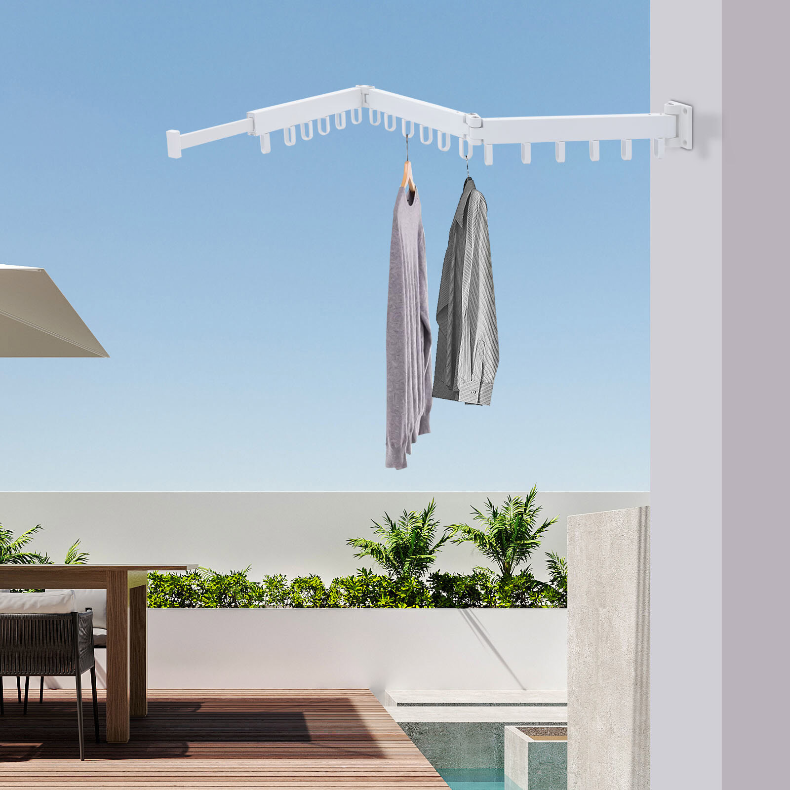 Clothes Drying Rack Laundry Organizer Folding Retractable Wall Mount Hanger