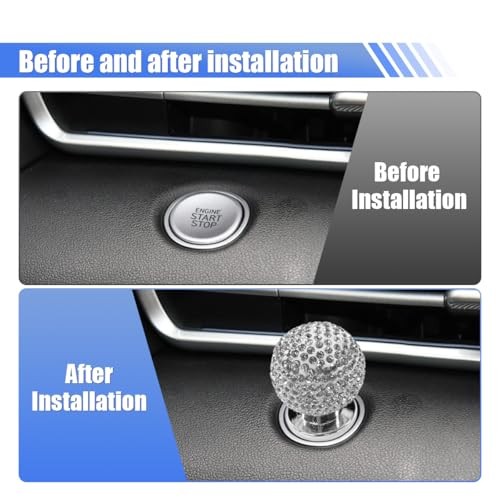 YoRise Bling Car Push Start Button Cover, Rhinestone Car Start Button White