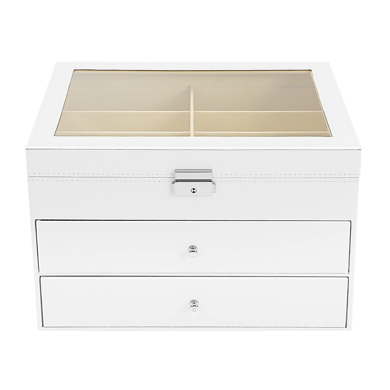24 Slots Glasses Box Display Storage Case Organizer PU For Sunglasses White