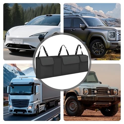 Car Trunk Organizer, Backseat Hanging Large Storage with Adjustable Black