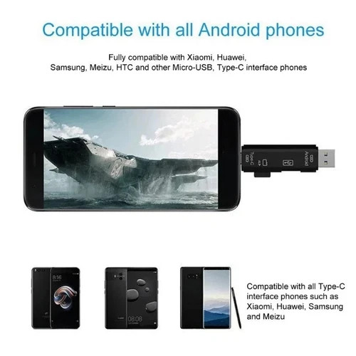 1pc 5 In 1 USB Type C OTG Memory Card Reader Adapter for Android Computer - NEW