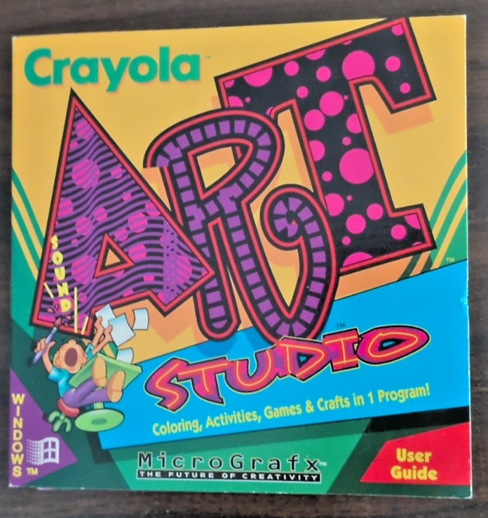 VTG Micro Grafx Crayola Art Studio 1994 CD & User Guide Windows Color Activites