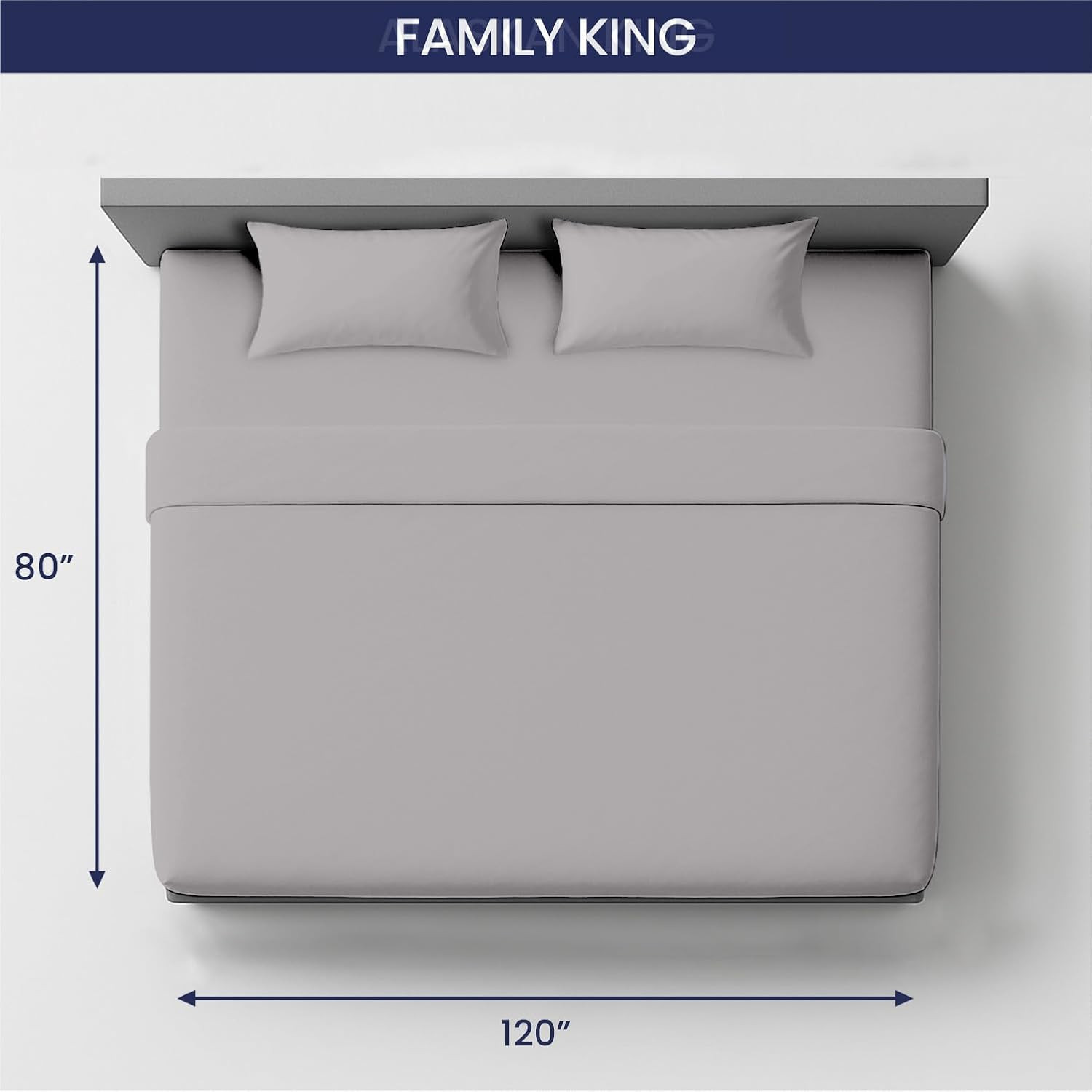 Luxury 120" x 80" King Sheet Set - 100% Egyptian Cotton, Silver