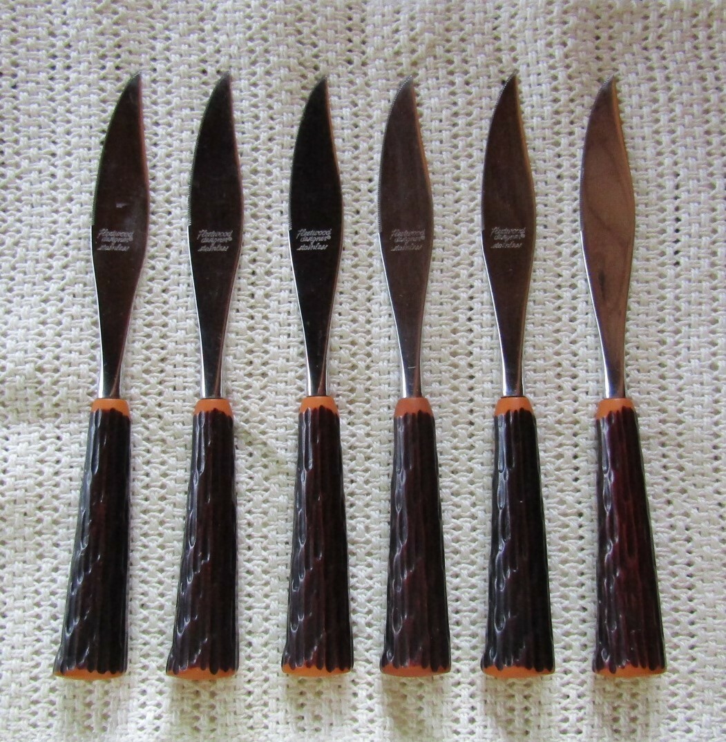 Vtg Washington Forge Fleetwood Faux Antler Handled Stainless Knives Set of 6