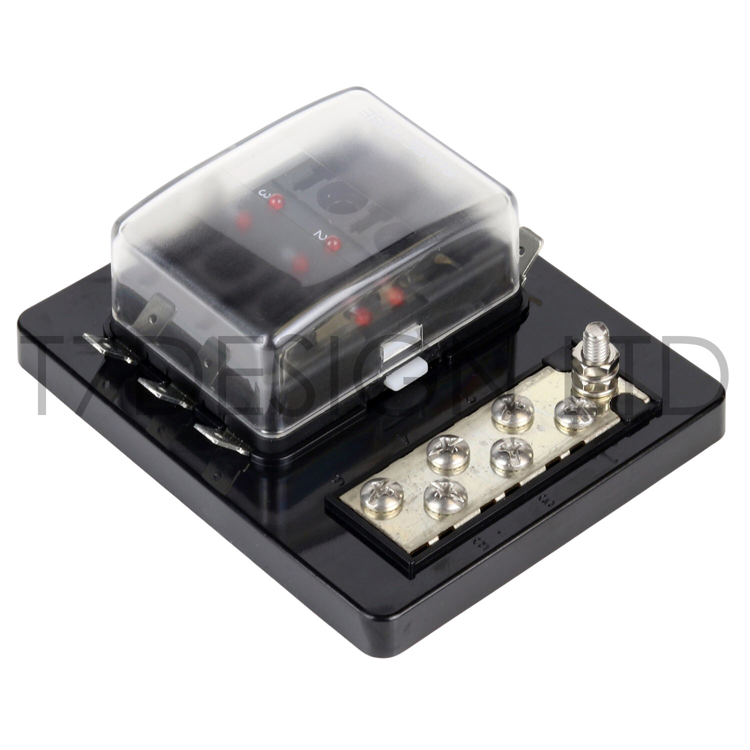 12v 24v 6 Way Blade Fuse Box Holder with LED & Earth busbar