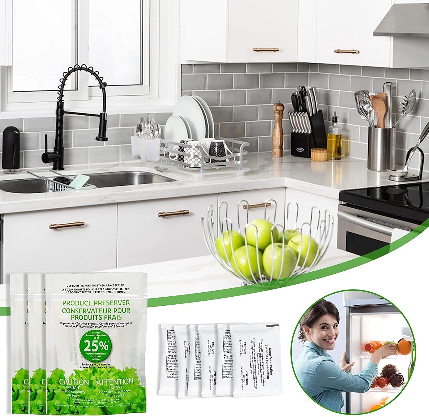 3Pack Natural Filters W10346771A Fresh Flow Produce Preserver Refrigerator