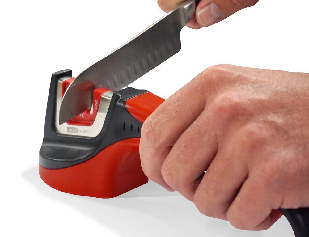 AccuSharp Asian-Style Knife Sharpener, Pull-Through, Red/Black #052C
