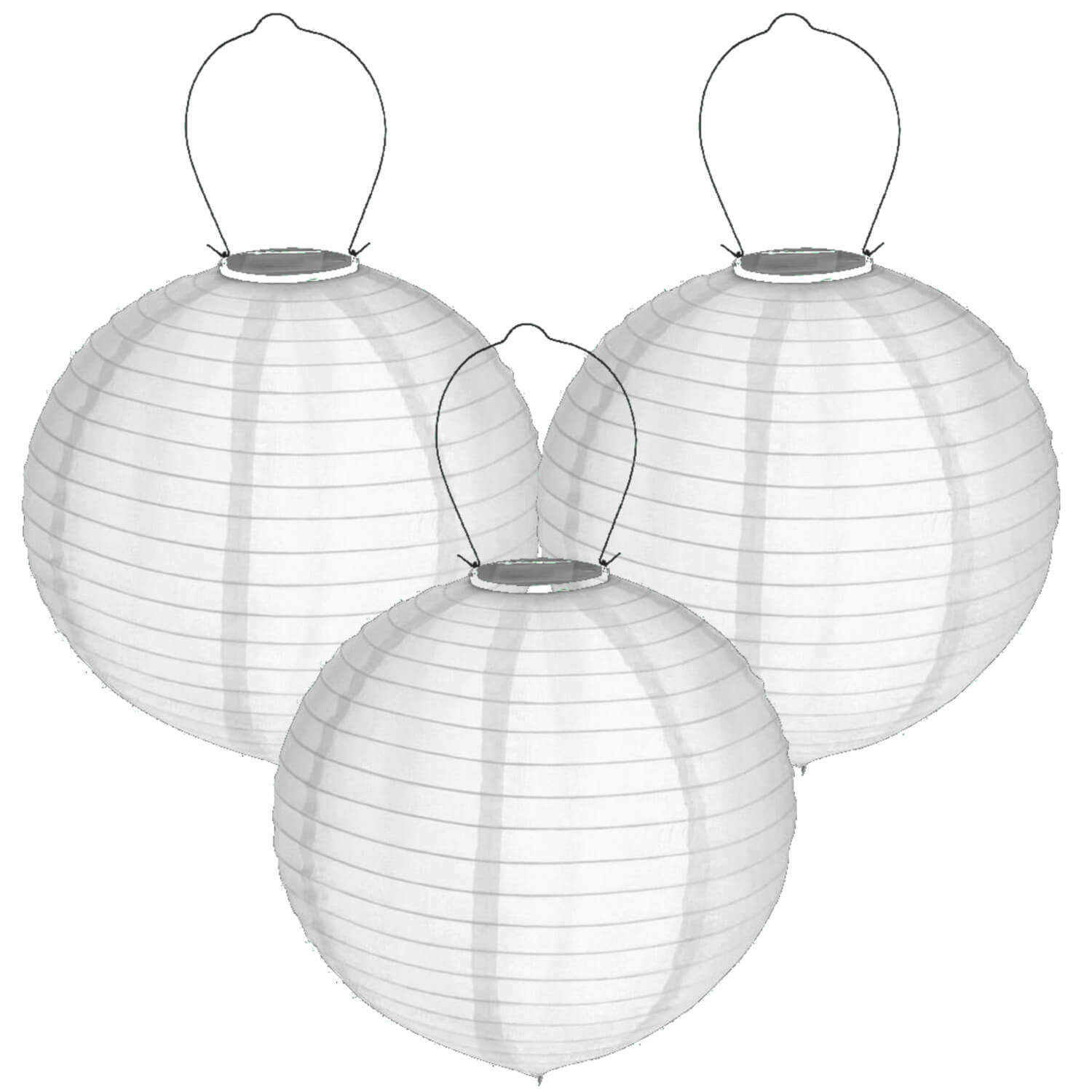 3X LED Solar Lantern White 30Cm Garden Lighting Garden Decor Party Lantern