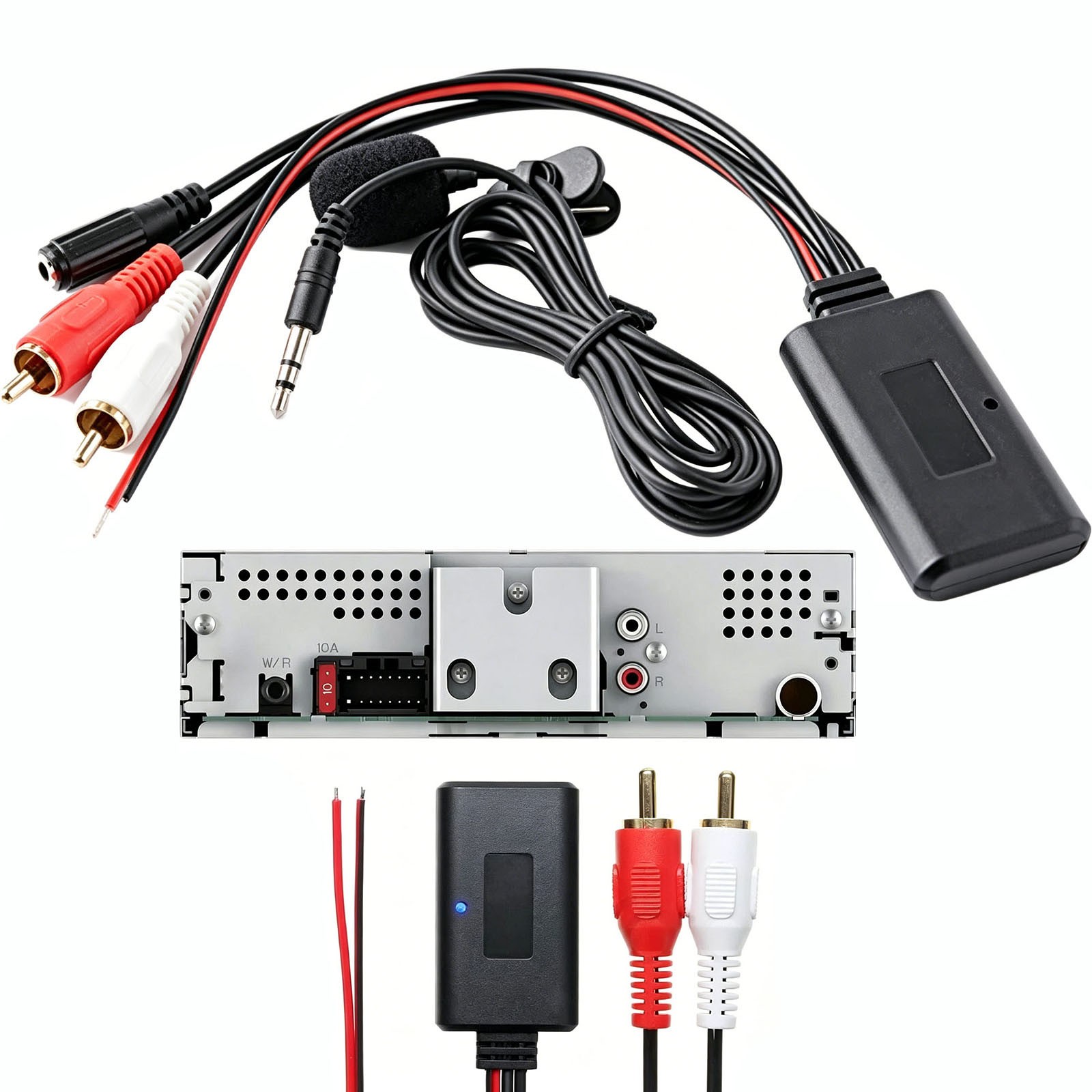 Car 12V Aux Bluetooth 5.0 Adapter Module Music Receiver Car Kit with 2 RCA Input