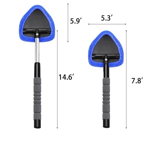 2-Pack Windshield Cleaner Tool, Extendable Handle Auto Detailing Kit with 8
