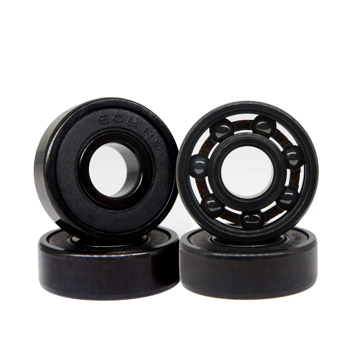 High Speed 608RS Hybrid Black Ceramic Bearings for Longboard, Inline Skates, Ska