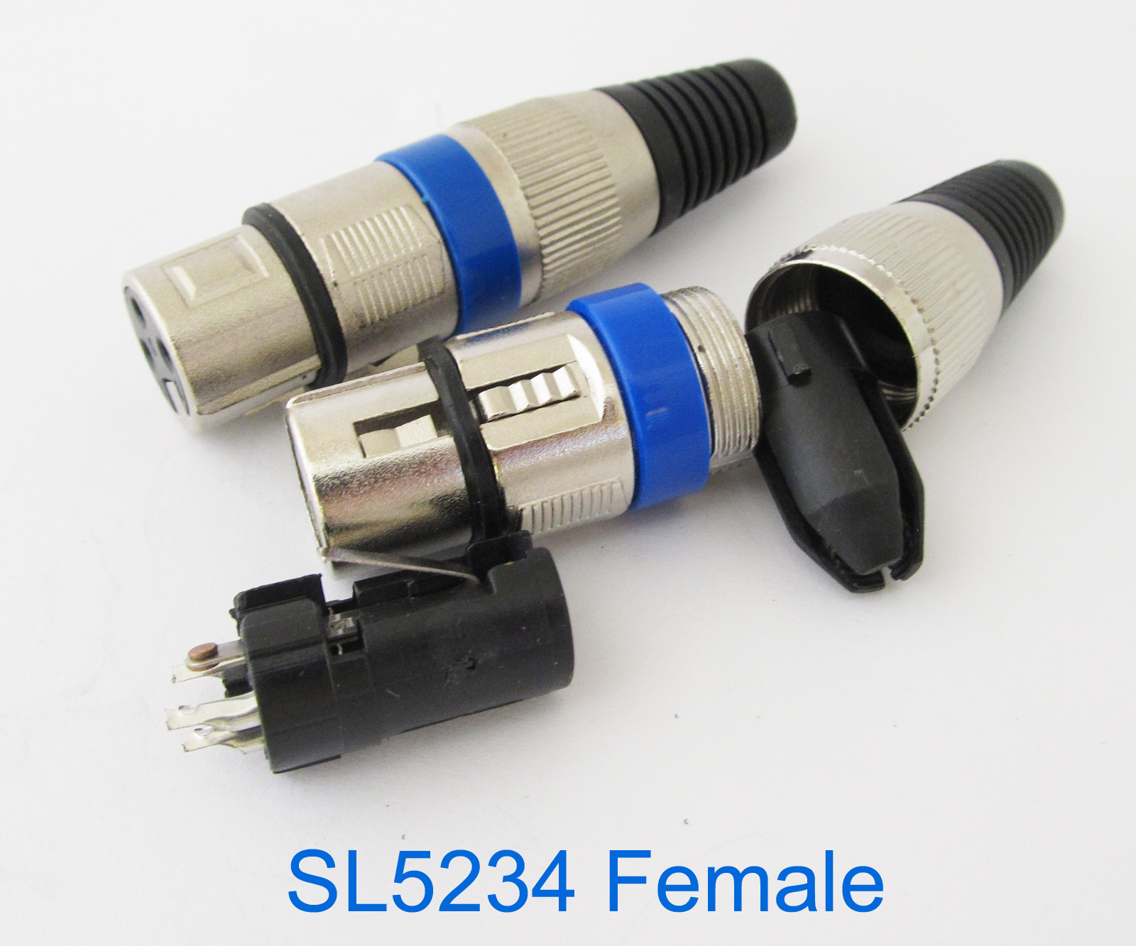 100pcs SL5234 XLR 3pin Female Microphone Mic Speaker Audio Connector w/Blue Ring