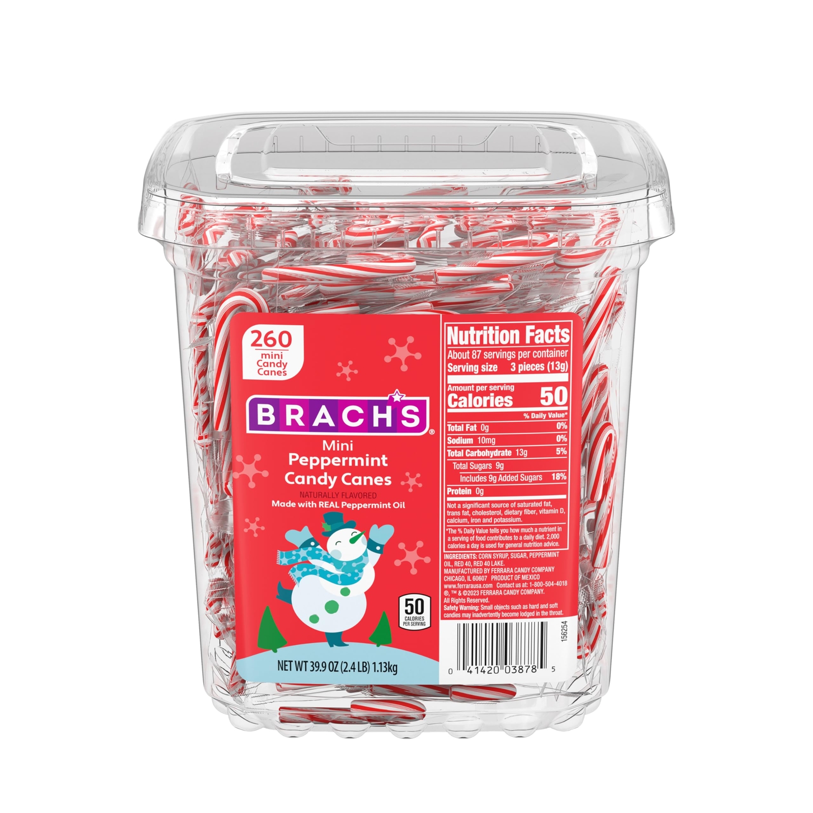 Brach's Mini Candy Canes Tub 260 Count Peppermint