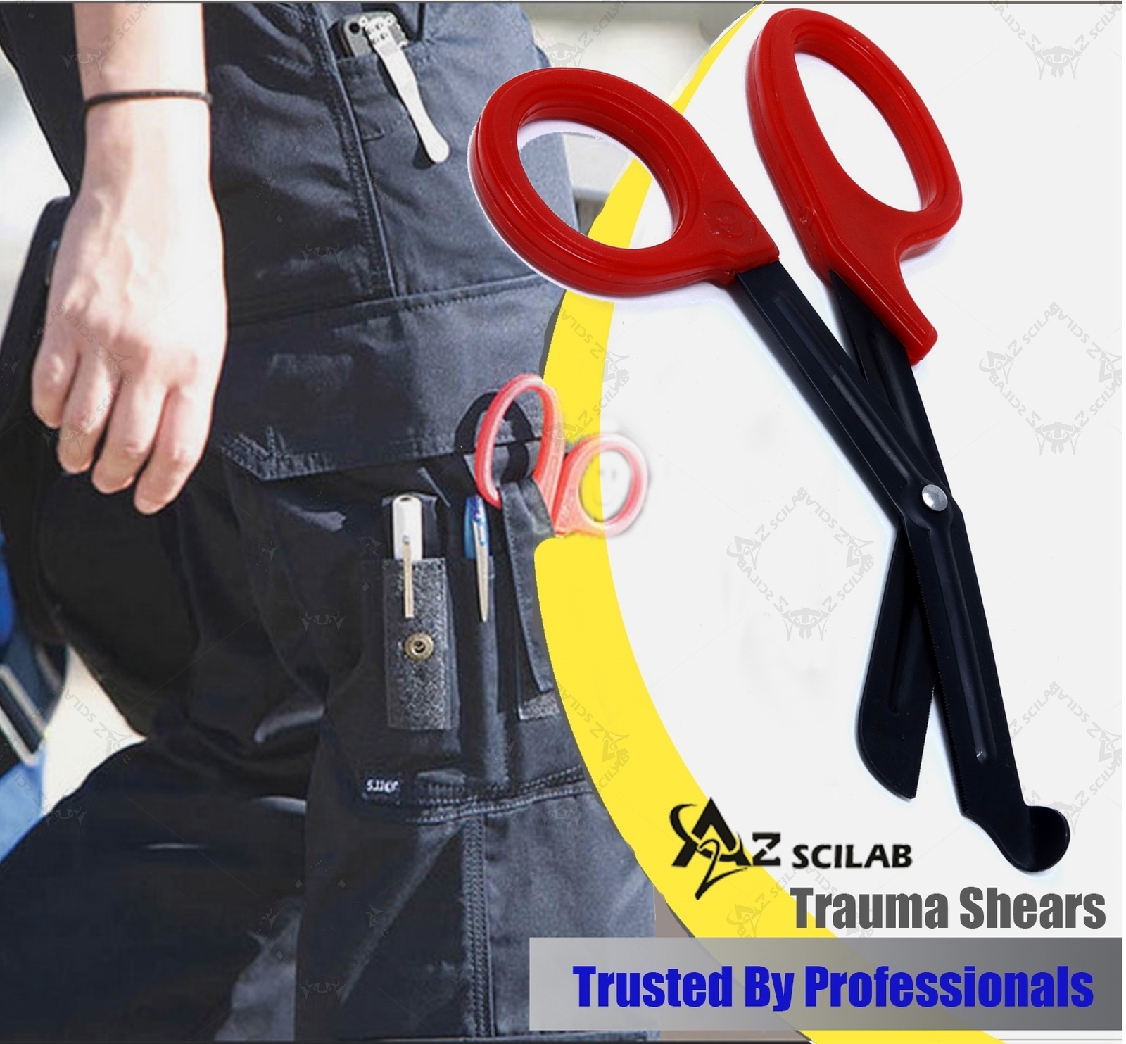 RED Stealth Fluoride Black Coated BLADES Trauma Paramedic Shears Scissors 7.5"